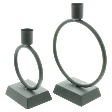 Home-trends24.de Kerzenhalter Kerzenhalter Stabkerzenhalter Kerzenständer Schwarz 2er Set Ring (2 St)