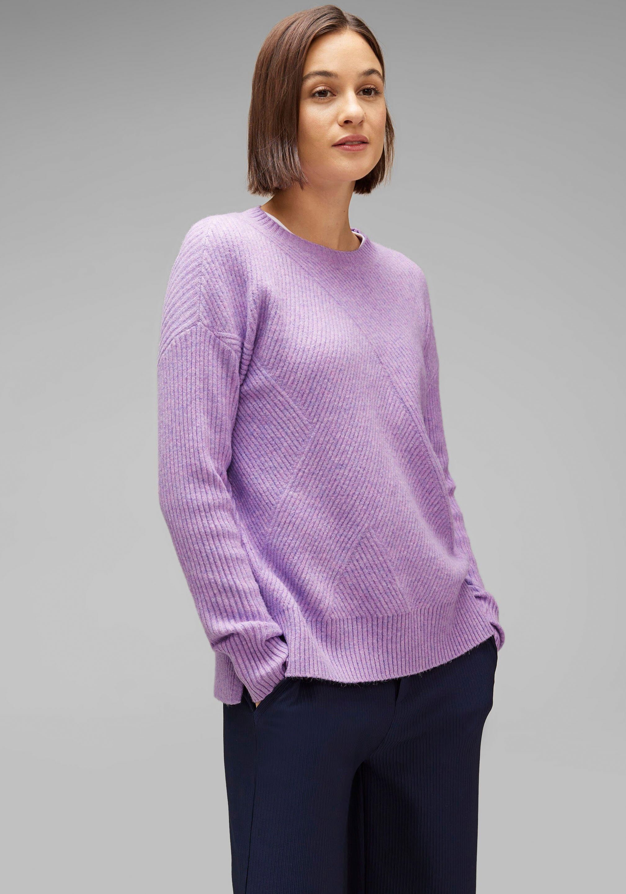 STREET ONE Strickpullover in soft lilac pure Unifarbe