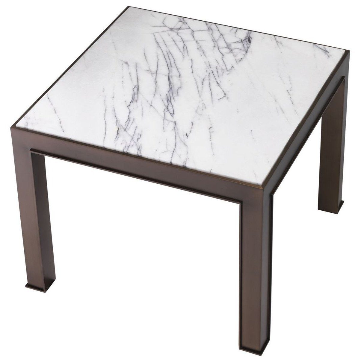 Casa Padrino Beistelltisch Luxus Beistelltisch / 65 Möbel x H. - Messingfarben Weiß - / Luxus Marmorplatte cm Edelstahl - Antik Tisch Lila 65 Möbel mit x 51,5