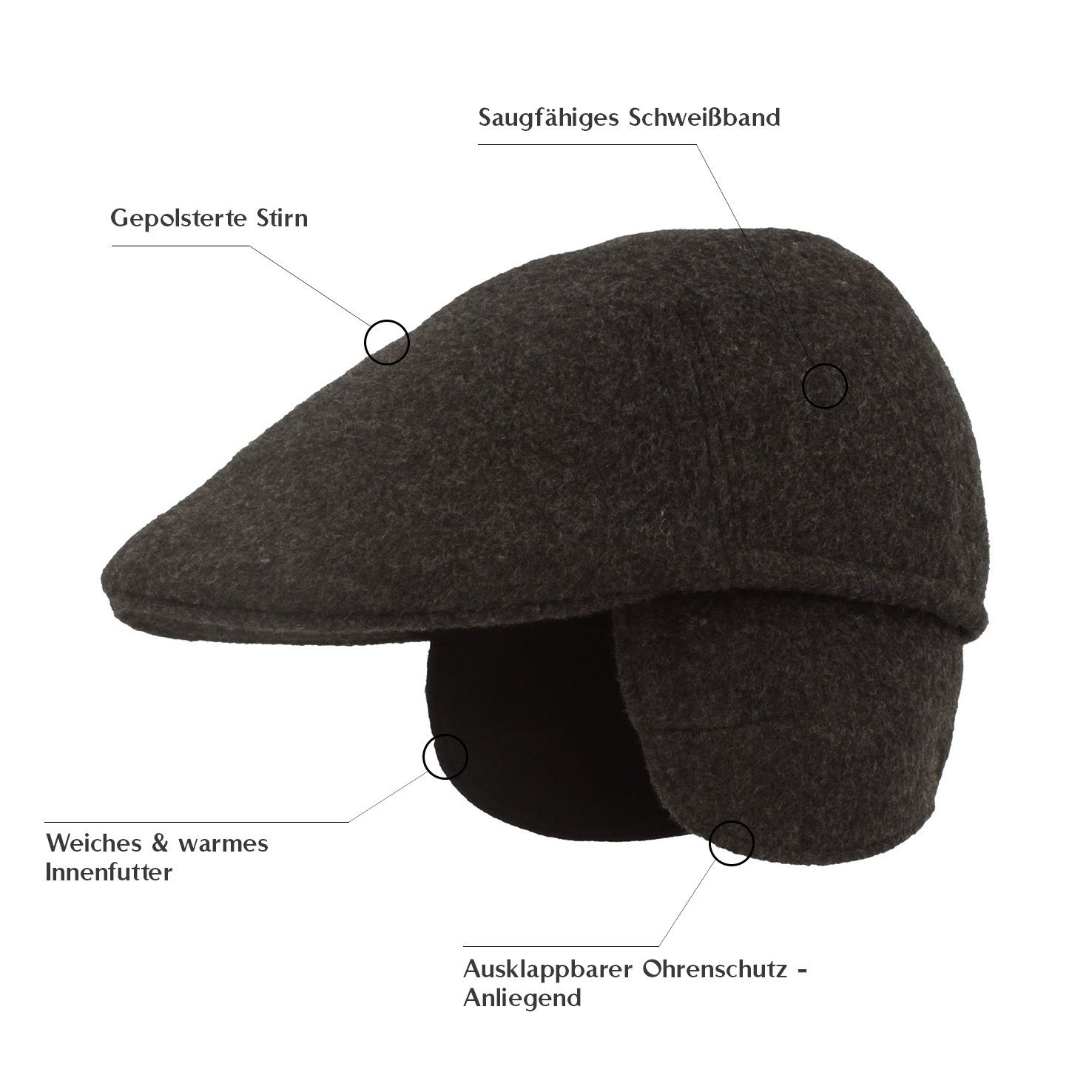 Breiter Schiebermütze Knautschbar mit Ohrenklappen günstig online kaufen