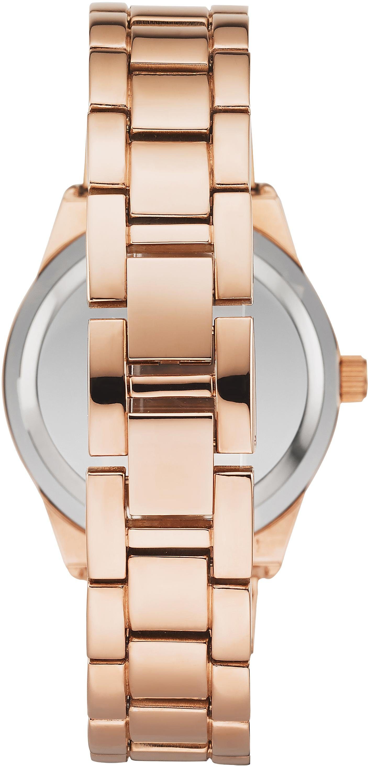 Firetti Quarzuhr, (Set, 4-tlg., inkl. Ohrstecker und Kette mit Anhänger), Armbanduhr, Damenuhr, Glassteine, ideal auch als Geschenk