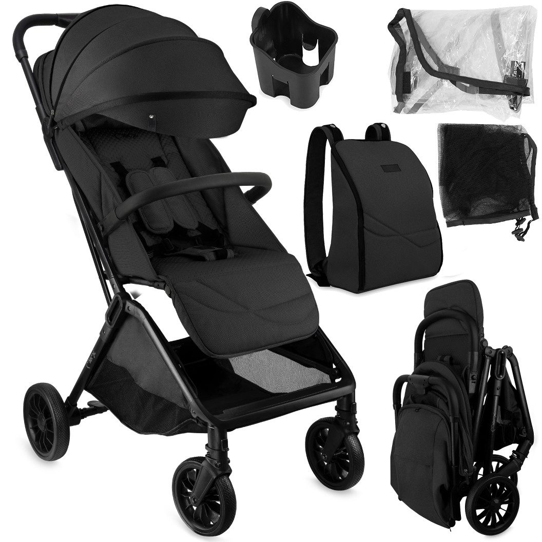 MoMi Kinder-Buggy Andrea, Automatik-Faltsystem & Zubehörpaket inkl. Regenschutz