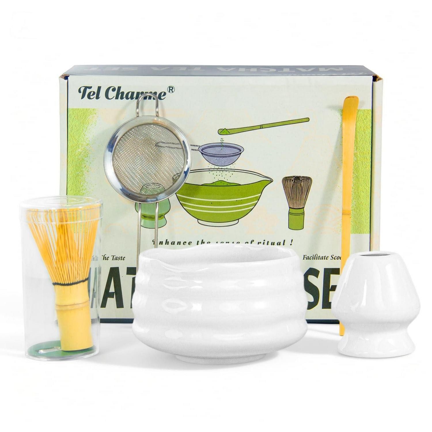LuxusKollektion Kochbesteck-Set Matcha Set Bambus & Edelstahl 5-teilig