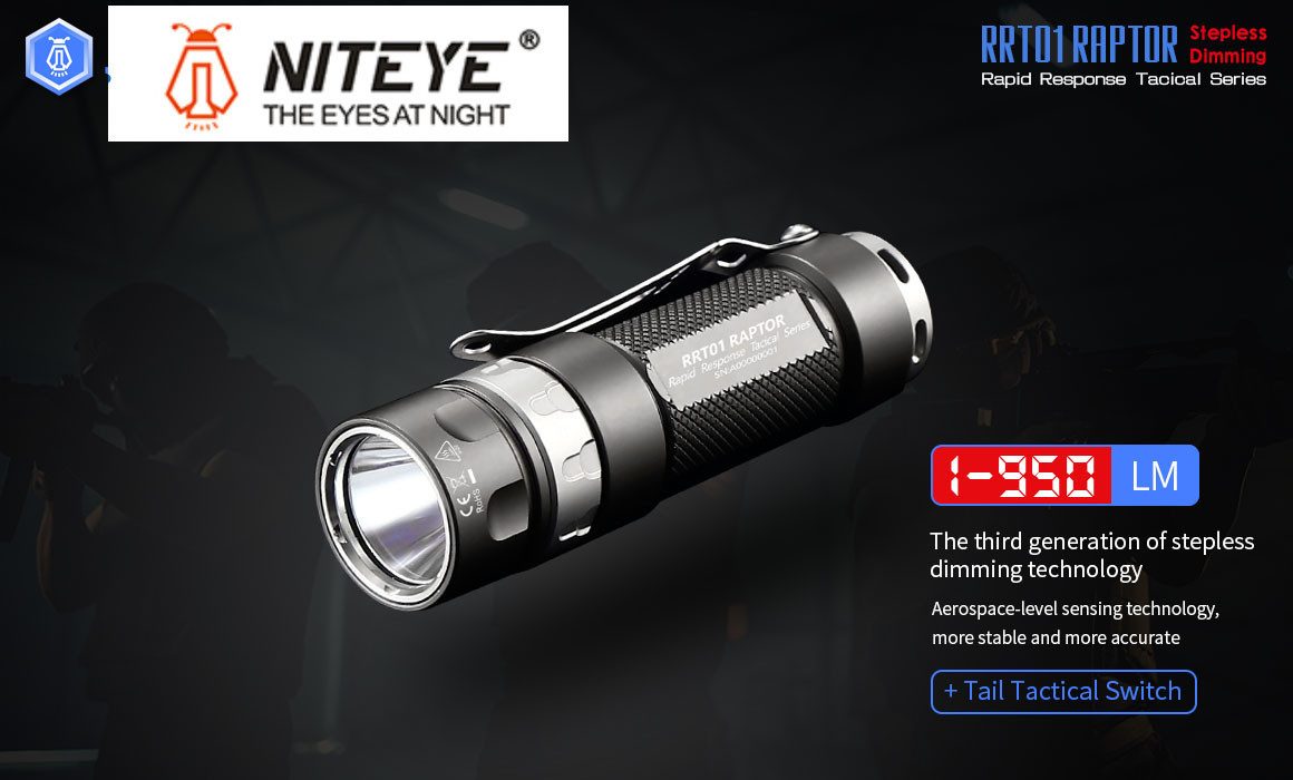 Niteye LED Taschenlampe Jet RRT01 NEW 2020 Nichia LED Raptor Tactical mit stufenlosen Drehring (1-St)
