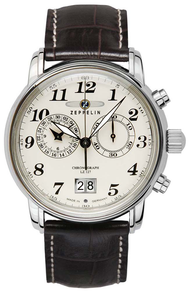 ZEPPELIN Chronograph Zeppelin 7684-5 Graf Zeppelin LZ127 Chronograph He,  Funktionen: Datumsanzeige, 12-Stunden-Stoppfunktion