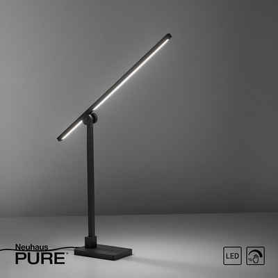 Paul Neuhaus LED Tischleuchte LED Tischlampe PURE GRAFO, Sensordimmer am Leuchtenfuß (ON/OFF/stufenloses Dimmen), Lesearm drehbar, 1xLED-Board/6,50W/3000K, Schreibtischlampe dimmbar warmweiß Sensor drehbar