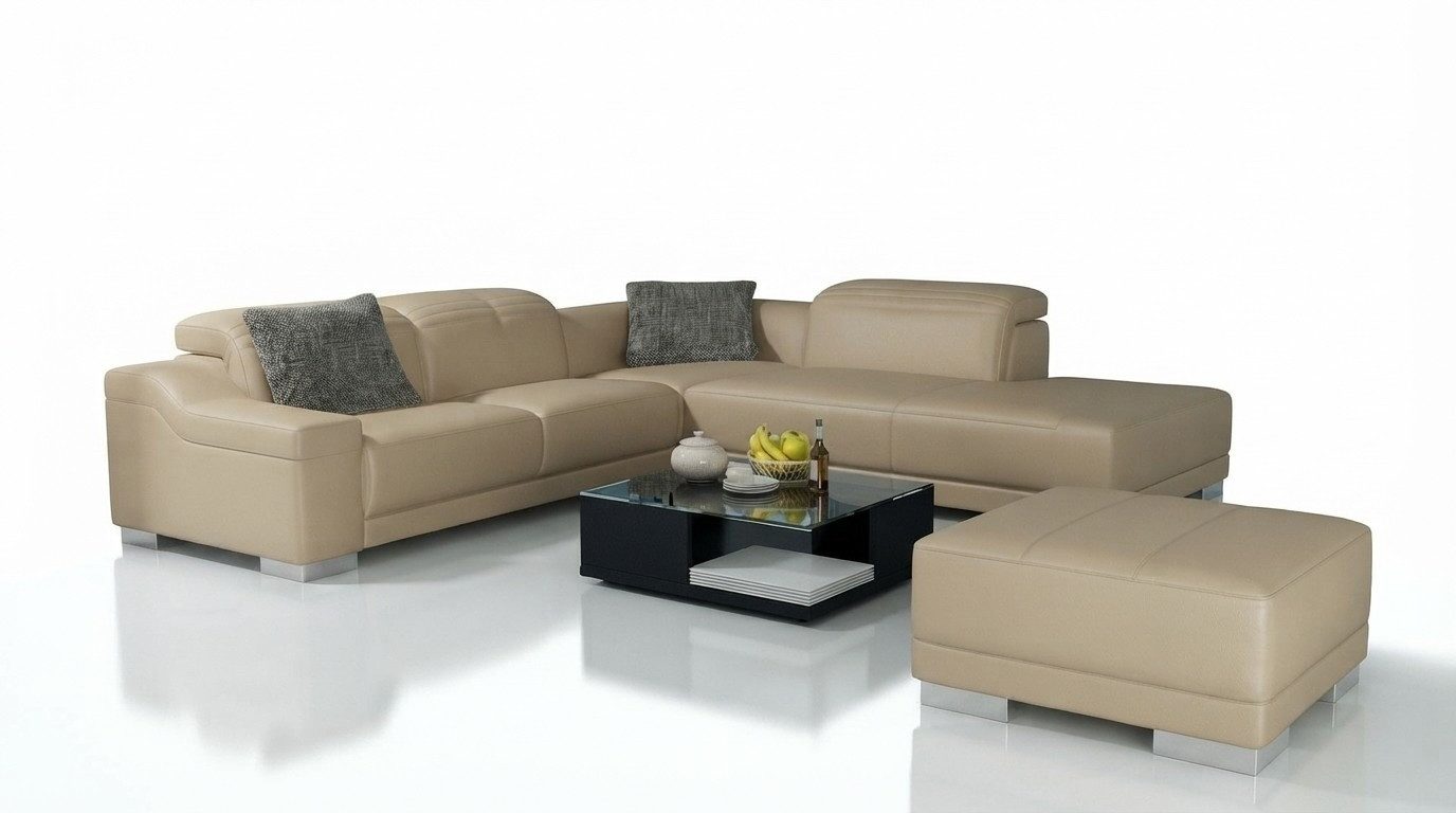 Xlmoebel Ecksofa Elegantes Designer-Sofa in L-Form mit hochwertiger Polsterung, Ecksofa mit Hocker 2 Teile, Hergestellt in Europa