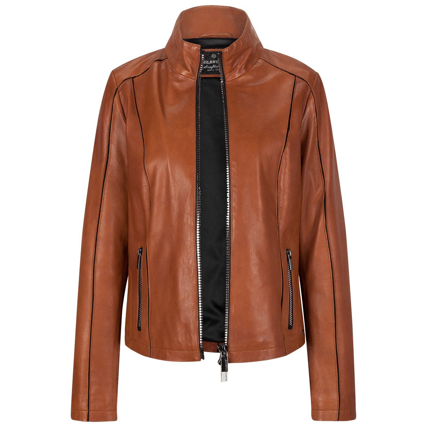 Milestone Lederjacke Gloria mit Jersey-Kombitation aus Lammnappa Leder terracotta