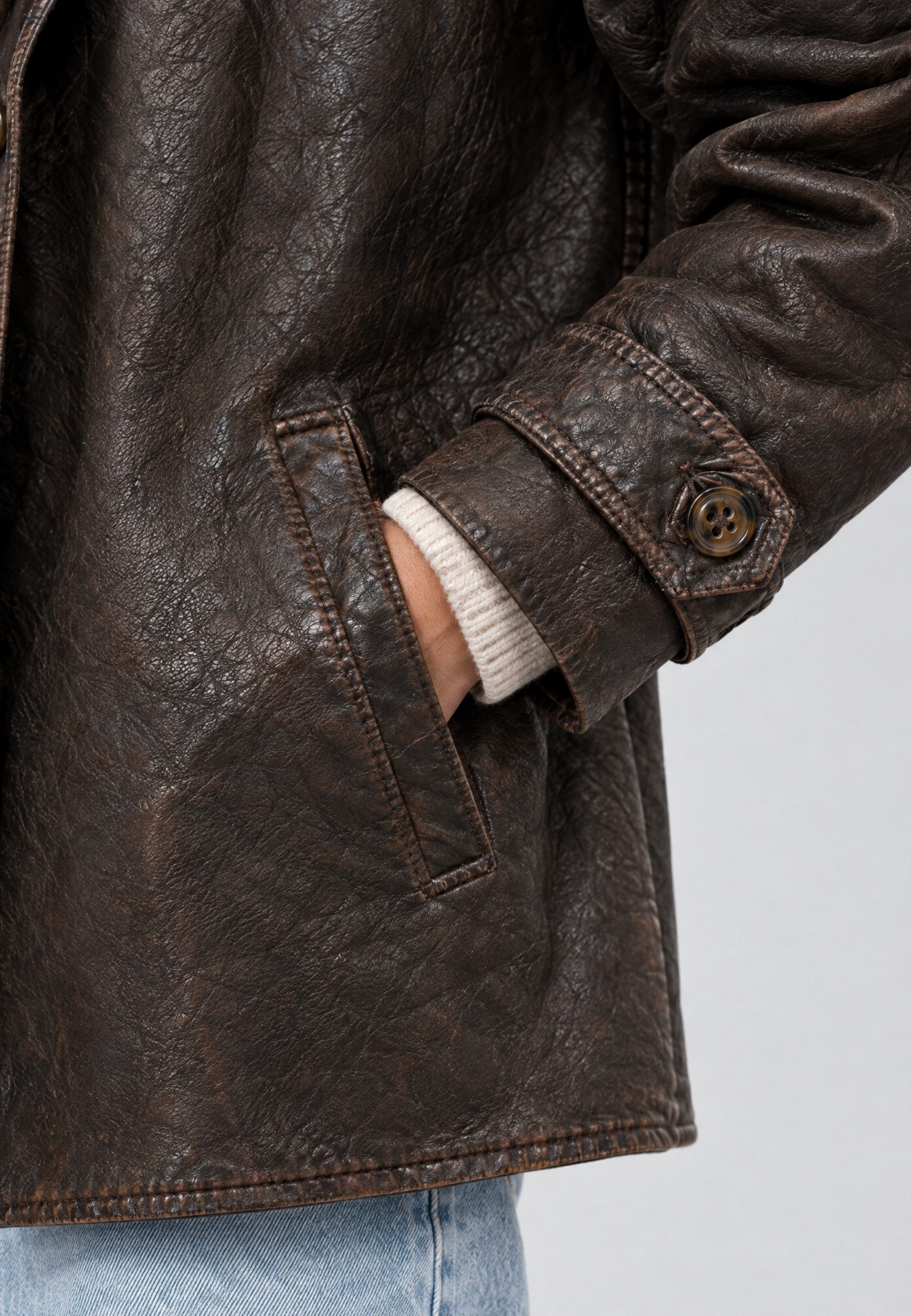 RICANO Lederjacke Oceane Lederjacke im Vintage-Look mit Reverskragen – Bild 5 von 5