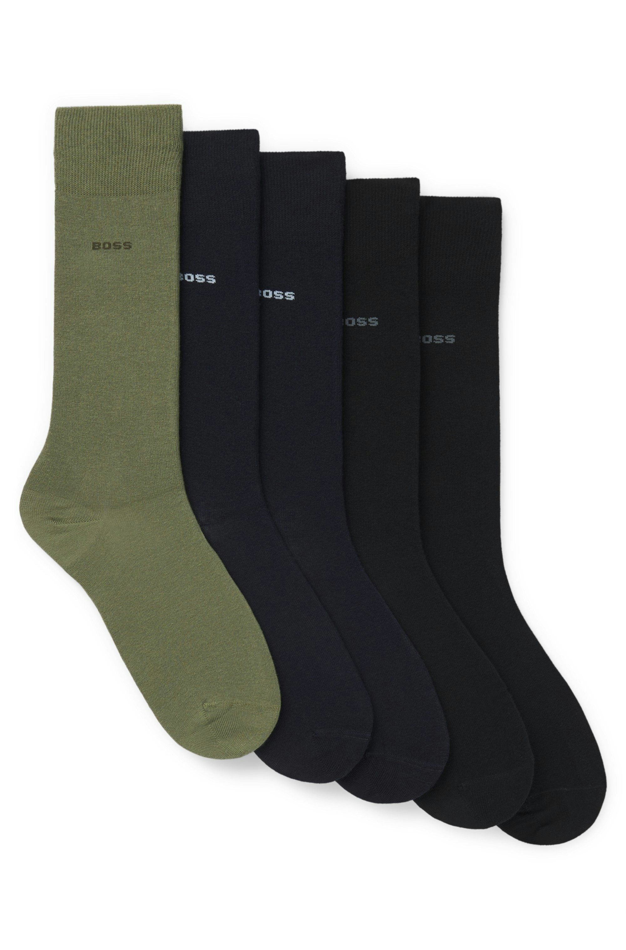 BOSS Basicsocken aus Baumwoll-Mix im Fünferpack