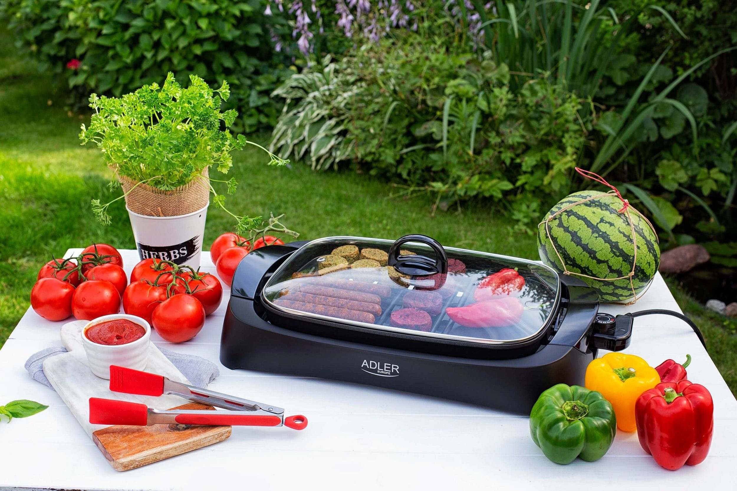 Adler Tischgrill Tischgrill Elektrogrill Grillplatte Party Grill mit Deckel 300W Adler, 3000 W