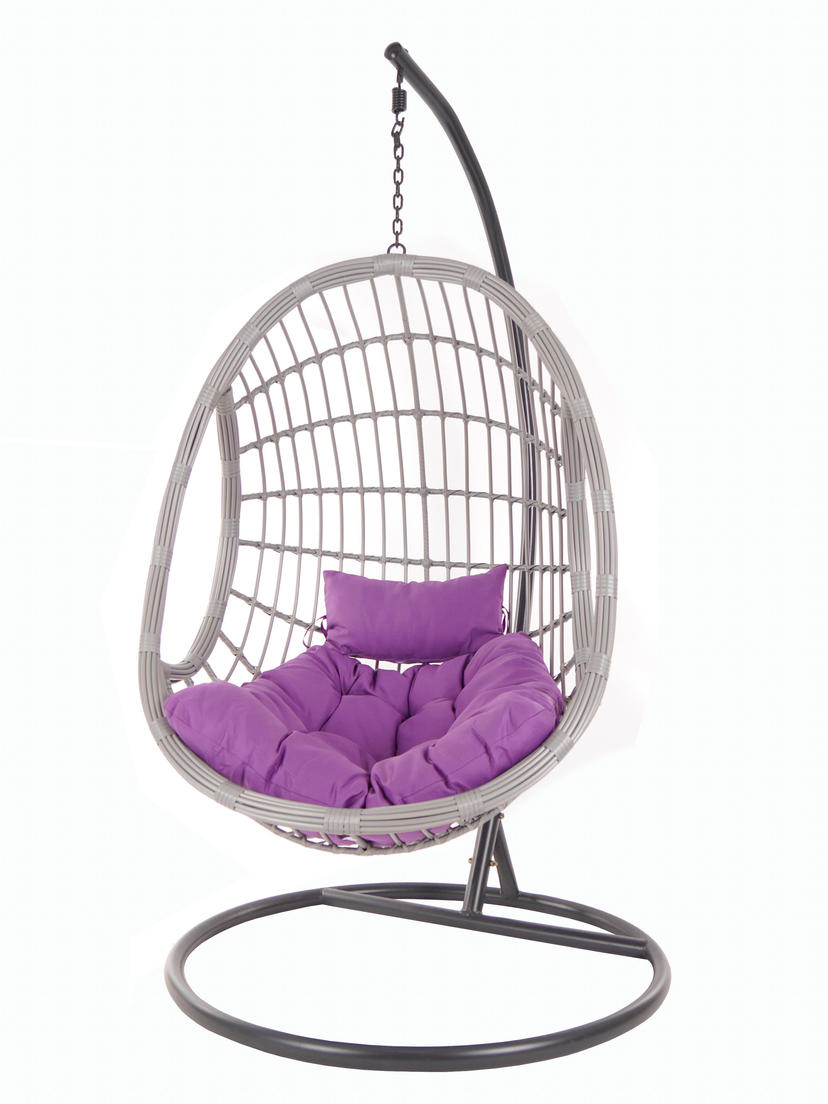 (4050 violet) Loungemöbel, Kissen, PALMANOVA Gestell und lila KIDEO lightgrey, mit Hängesessel hellgrau Hängesessel