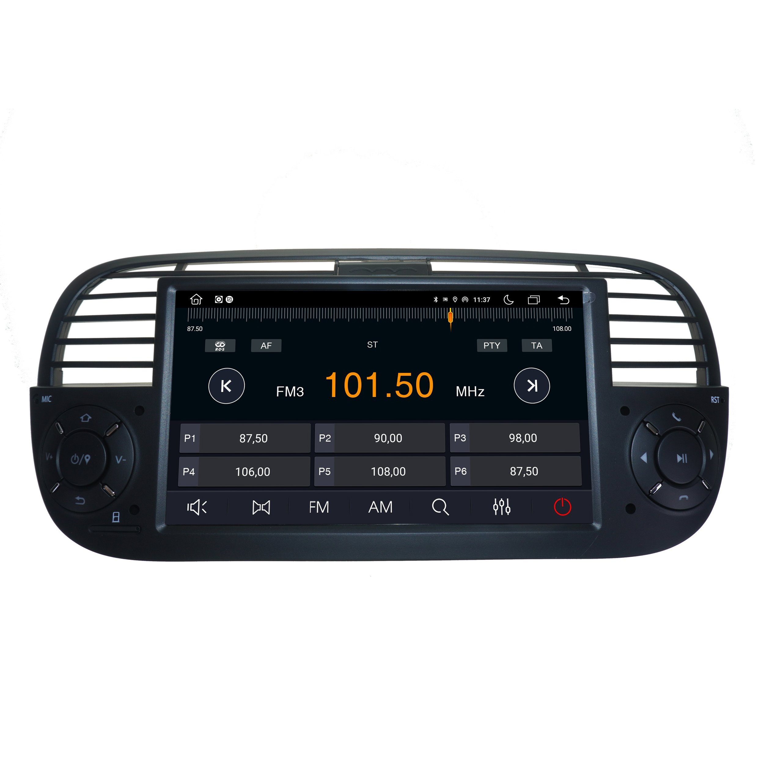 TAFFIO Für Fiat 500 (Schwarz) 7" Touchscreen Android Autoradio GPS CarPlay Einbau-Navigationsgerät