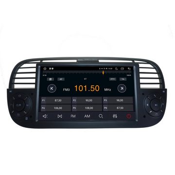 TAFFIO Für Fiat 500 (Schwarz) 7" Touchscreen Android Autoradio GPS CarPlay Einbau-Navigationsgerät