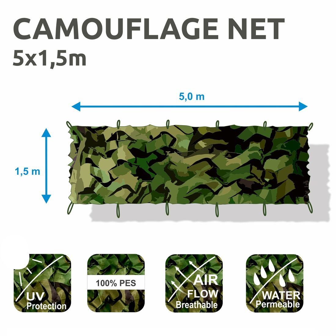 yourGEAR Sonnensegel yourGEAR Tarnnetz Camouflage 1,5 günstig online kaufen