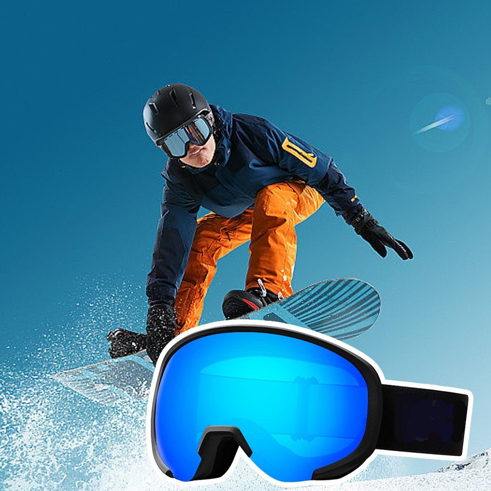 Skibrille Blusmart Mit Breiter Sicht, Ski-Snowboard-Brille Rutschfeste 3