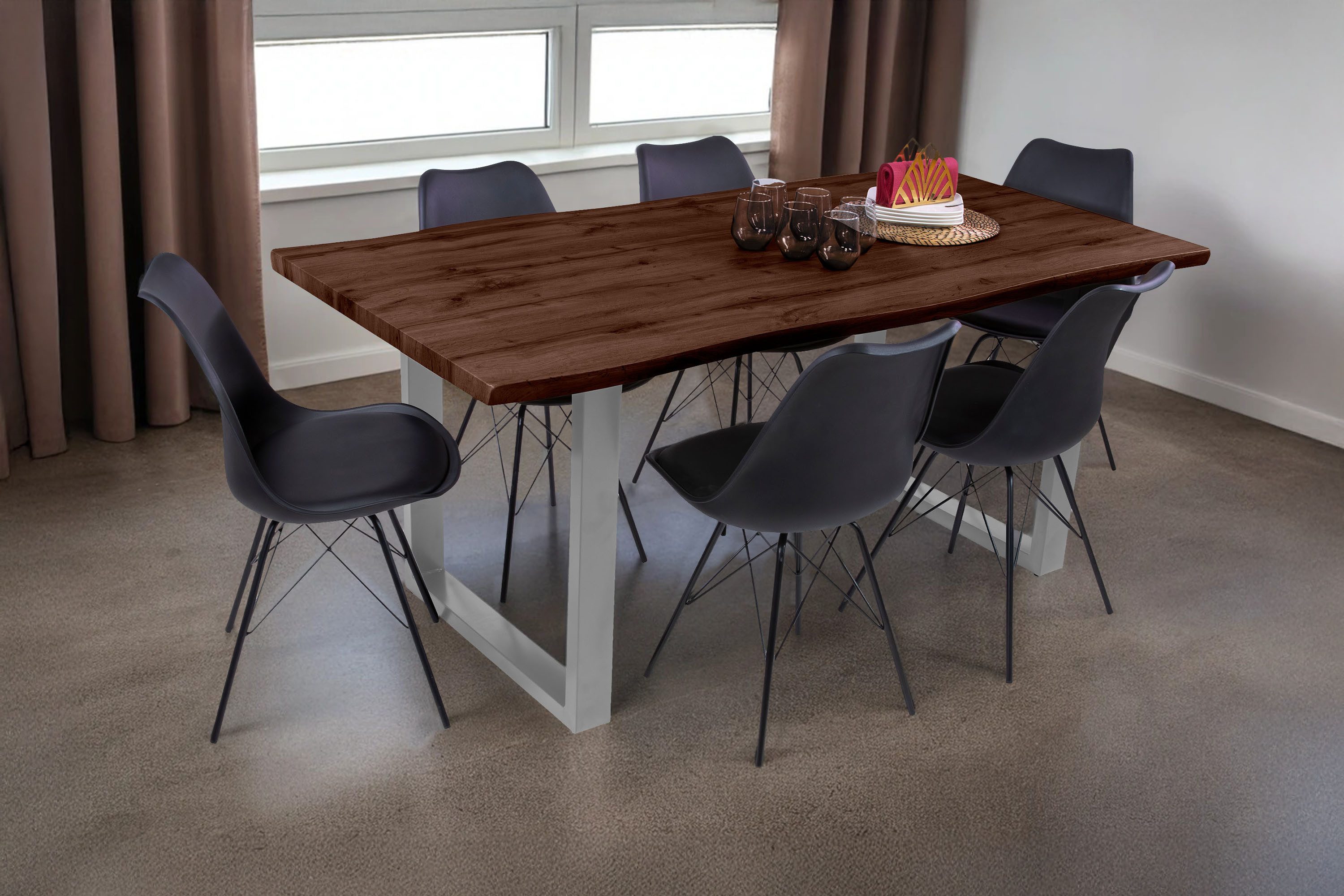 Loreno® Esstisch Josy, Nussbaumholz, Baumkante, MDF-Platte, günstig online kaufen