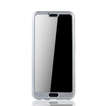 König Design Handyhülle Huawei Honor 10, Huawei Honor 10 Handyhülle 360 Grad Schutz Full Cover Silber