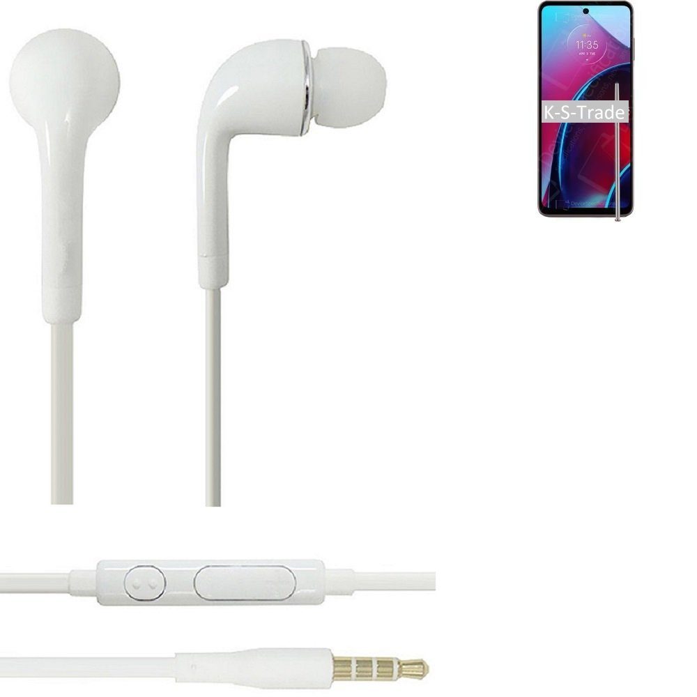 K-S-Trade für Motorola Moto G Stylus (2022) In-Ear-Kopfhörer (Kopfhörer Headset mit Mikrofon u Lautstärkeregler weiß 3,5mm)