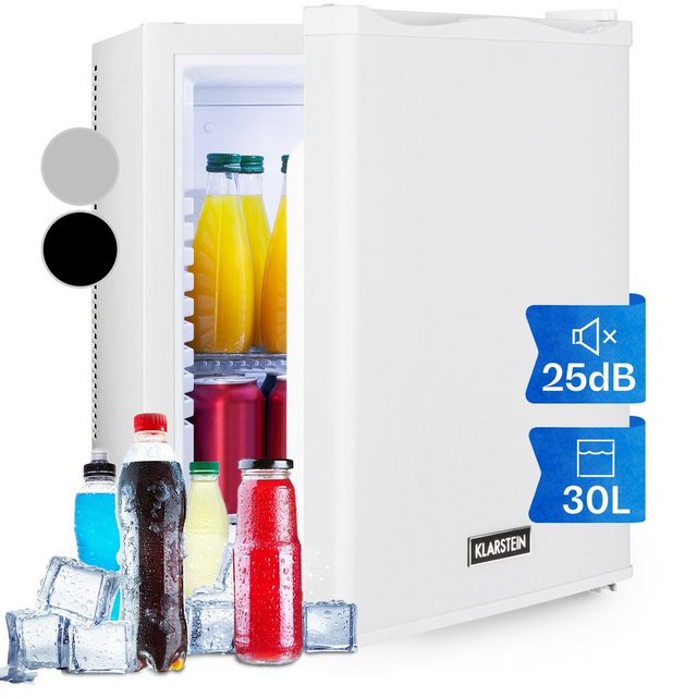 Klarstein Table Top Kühlschrank HEA-HappyHour-24Wht 10035241A, 47 cm hoch, 38 cm breit, Hausbar Minikühlschrank ohne Gefrierfach Getränkekühlschrank klein