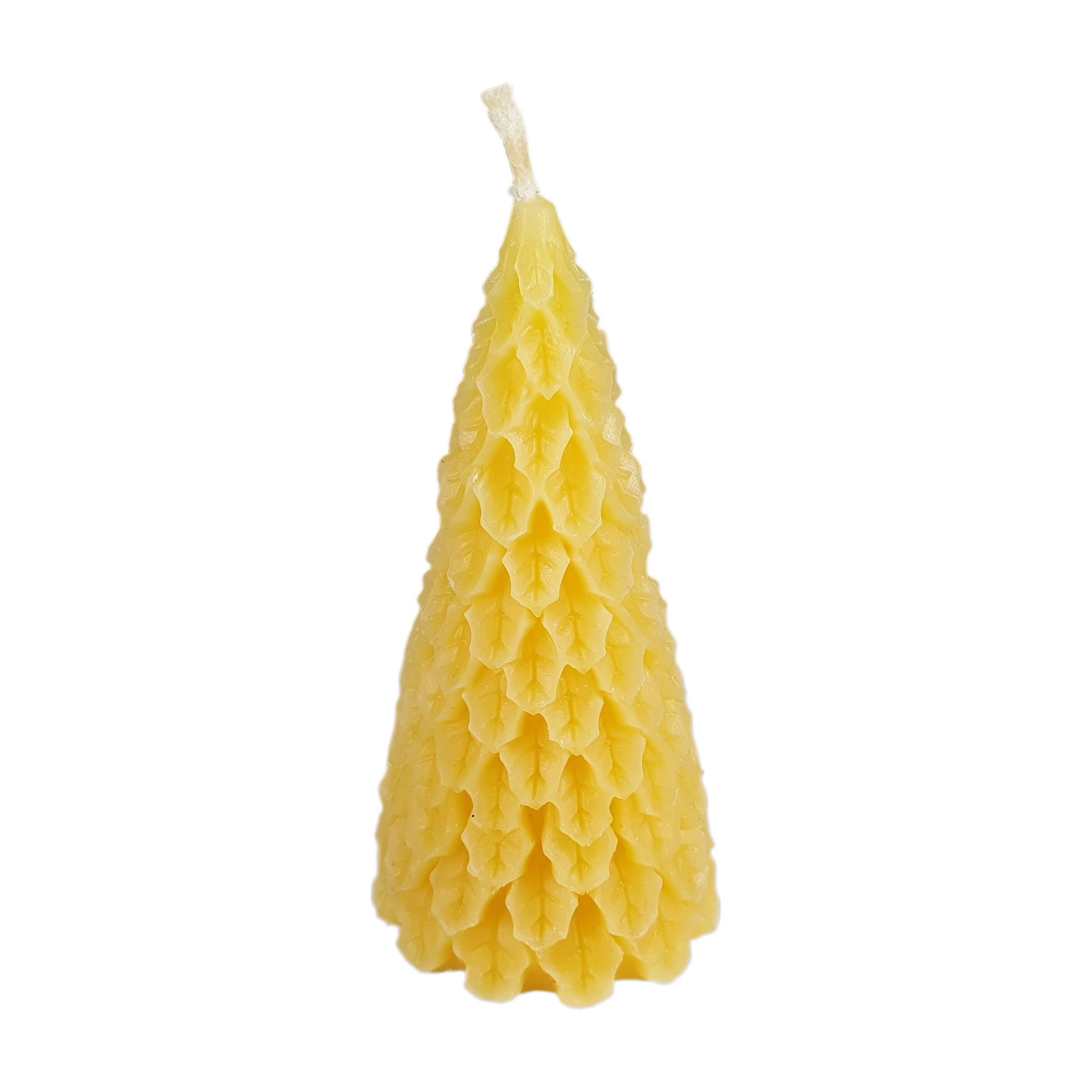 Aspinaworld Bienenwachskerze Tannenbaum Kerze schlank 9 cm – Weihnachtskerze aus Bienenwachs (1-tlg)