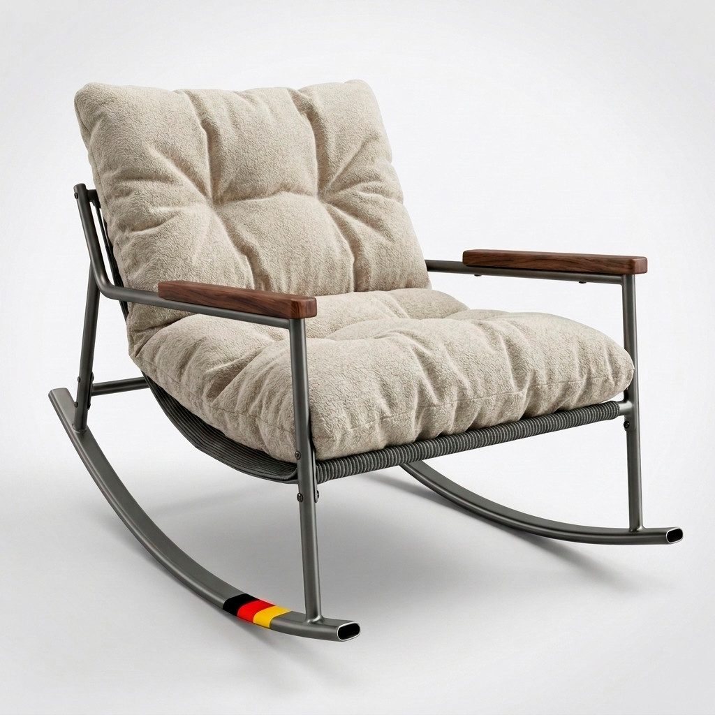 Allyson Schaukelsessel Retro Schaukelstuhl Cord Relaxsessel Polstersessel Metallgestell (Einzelstück, Einzelartikel), Hochwertiger Cord-Bezug; Soft-Touch Haptik; Inklusive Montagesatz