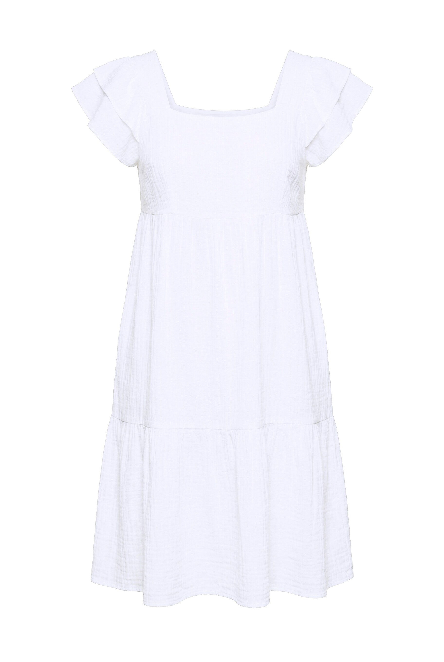 Jerseykleid Musselinkleid Carree-Ausschnitt Volants