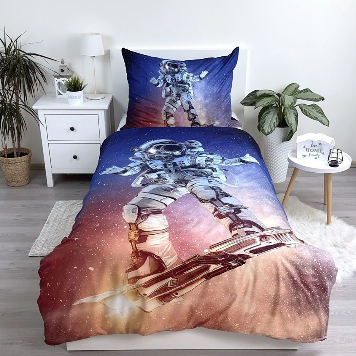 Jerry Fabrics Kinderbettwäsche ASTRONAUT, Polyester, 2 teilig