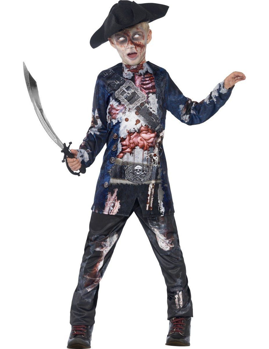 Kostüm Gruseliger Zombie Pirat Halloween Kinderkostüm blau-bunt