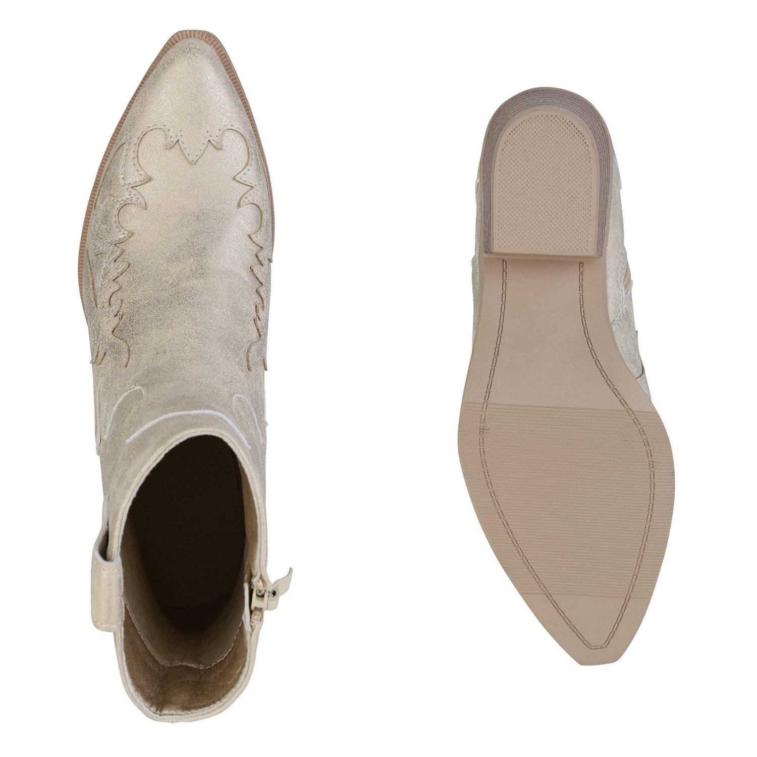 VAN HILL 840901 Cowboy Boots Damen Cowboy Boots Stiefeletten Spitze Holzopt günstig online kaufen