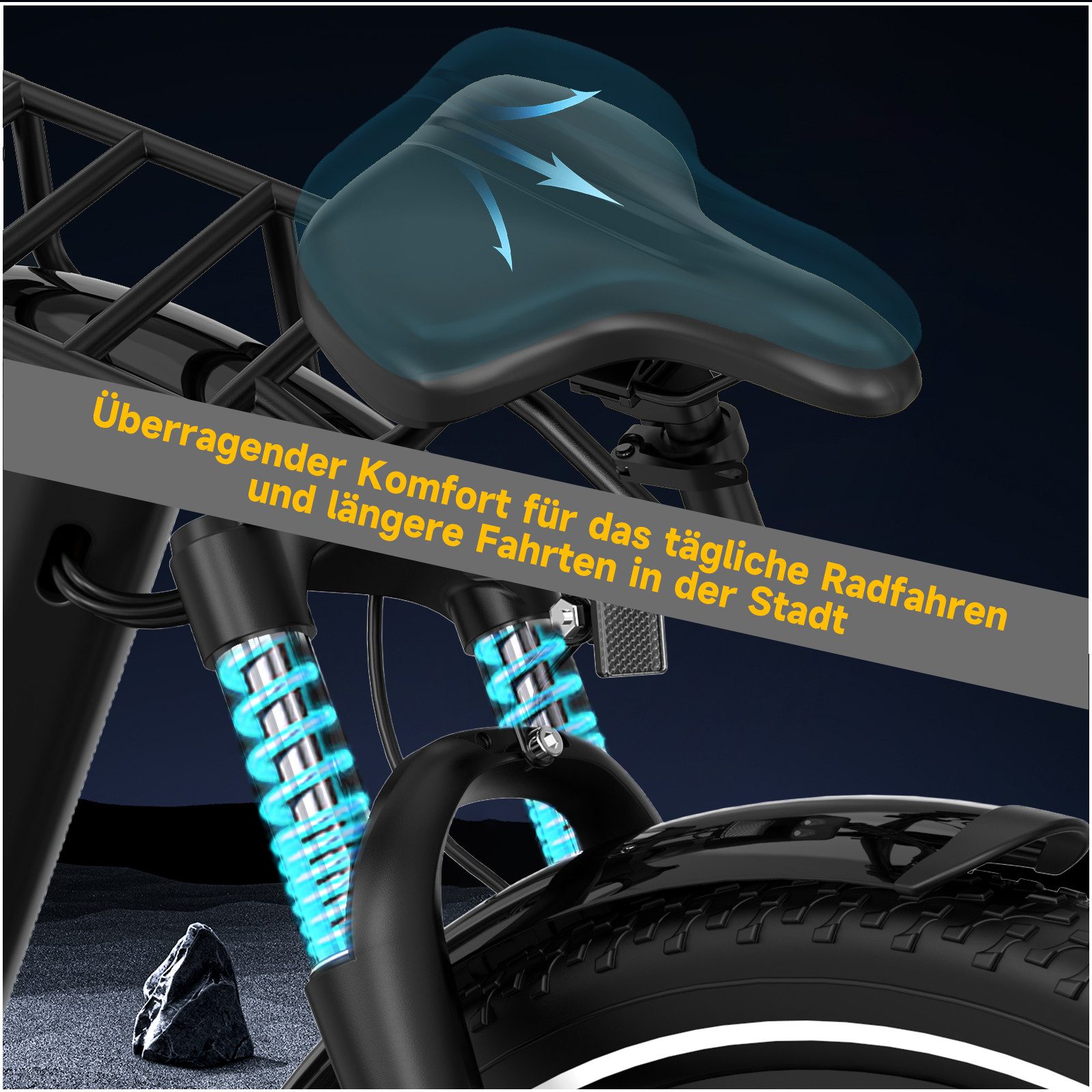 RCB E-Bike Pedelec G6 für Stadt und Gelände,27,5 Zoll Damen Elektrofahrrad,13Ah,60-100 km, 7 Gang, Heckmotor, 468 Wh, APP&NFC,ebike Damen,Gepäckträger hinten,max. Geschwindigkeit: 25 km/h