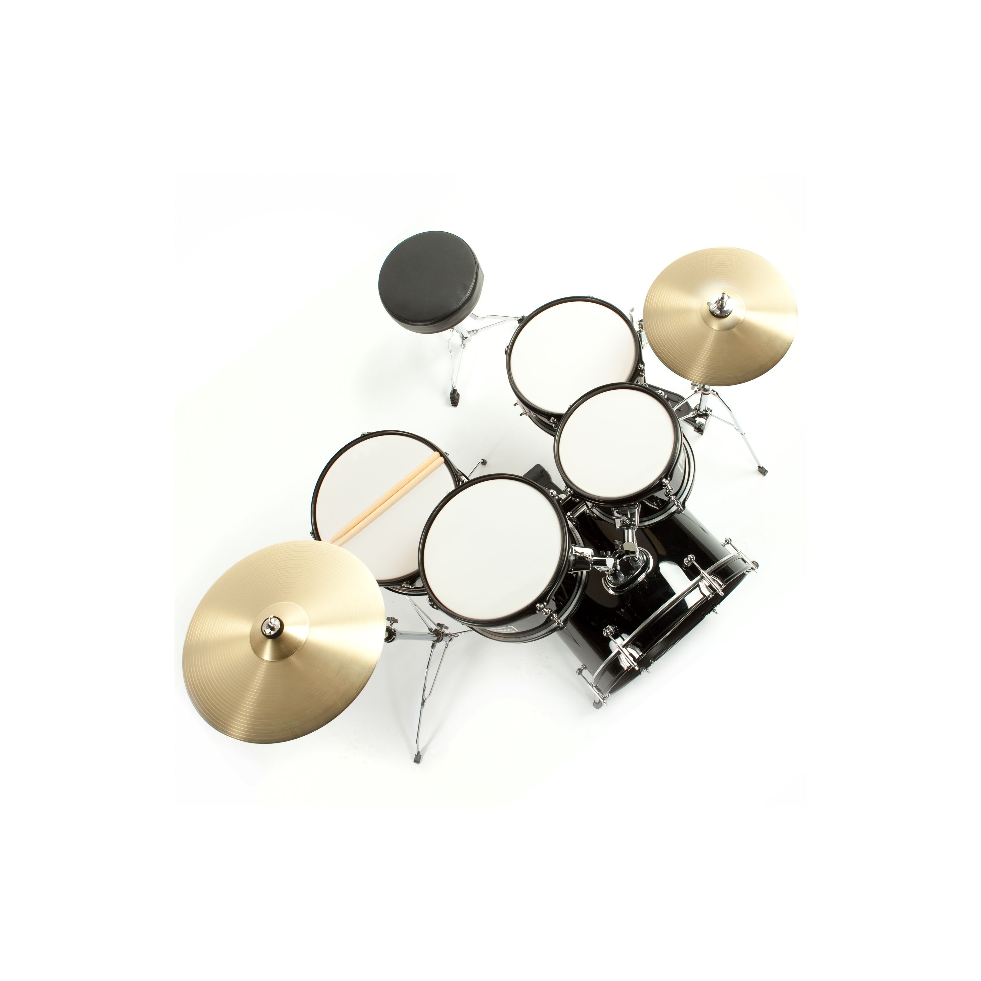 FAME Schlagzeug,Kiddyset 5 PC Junior Drumset Black Kinderschlagzeug mit Bass Drum Toms Snare Hardware und Hocker mit Zubehör und Drumsticks, Schlagzeuge, Drum-Sets, Kinderschlagzeug, Junior Drumset, Kiddyset