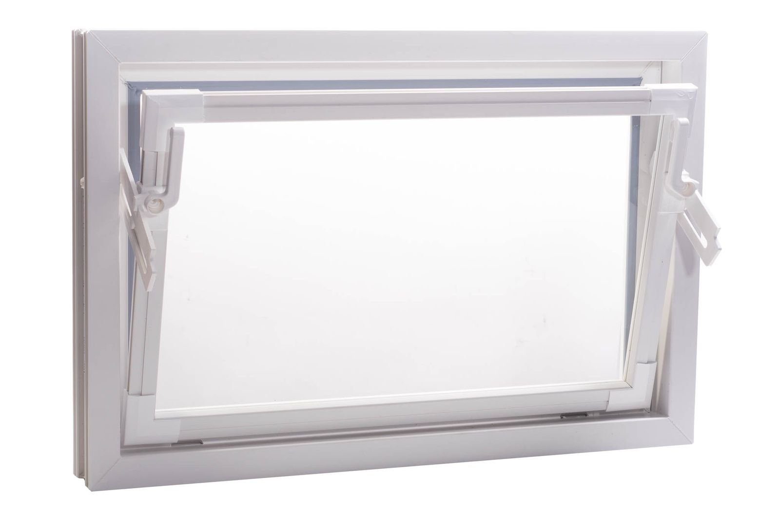 ACO Severin Ahlmann GmbH & Co. KG Kellerfenster Einfachglas ESG Kunststoff Kippfenster weiß, Größe: 60x40cm, wärmeisolierend, Schutzgitter nachrüstbar