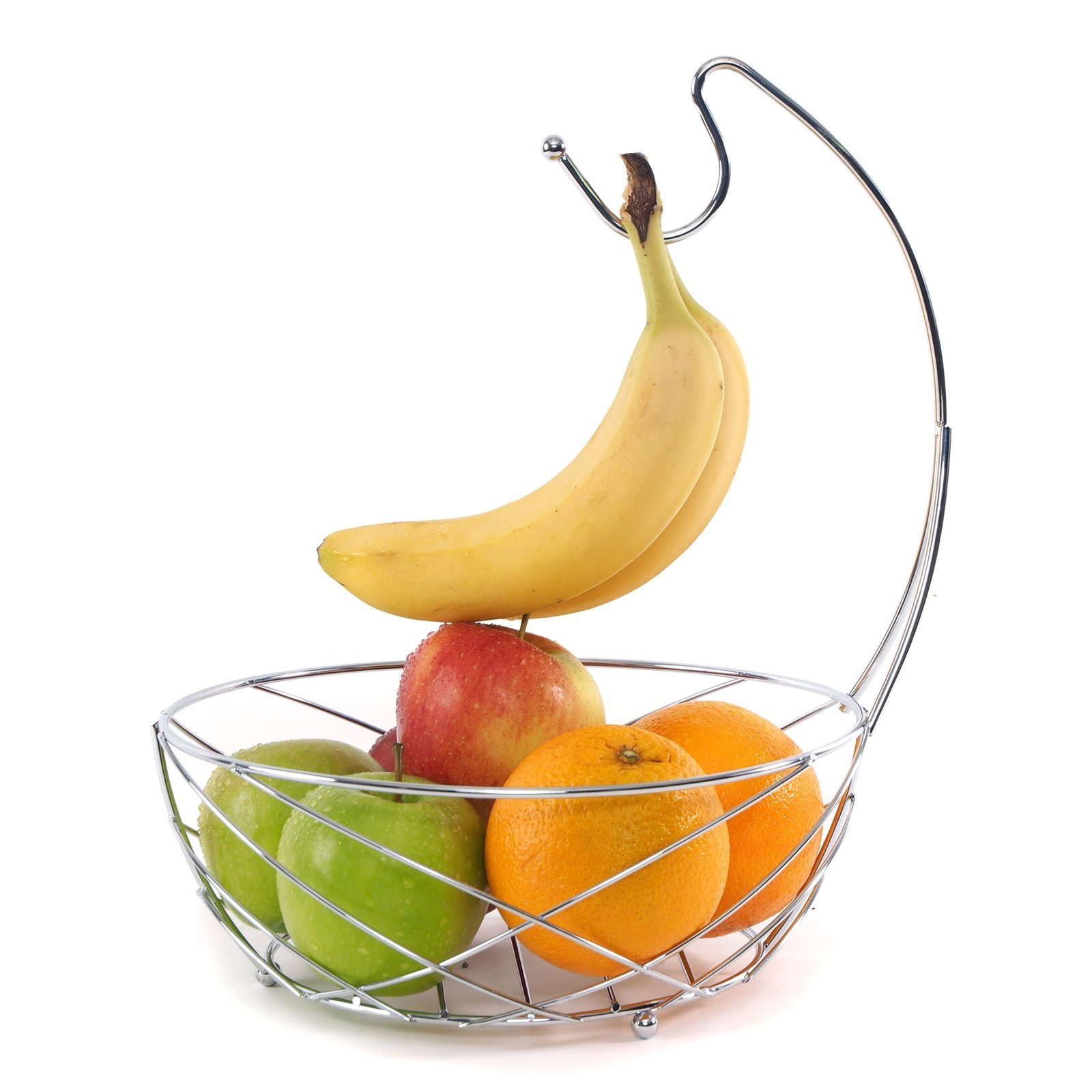 DESIGN DELIGHTS Obstschale METALL OBSTKORB "FRESH", Ø 25 cm, mit Bananenhaken, Früchtekorb, Metall