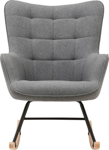 BYLIVING Schaukelstuhl RICHIE (1 St), moderne Metallbeine mit Holzkufe, in Webstoff oder Cord erhältlich Grau