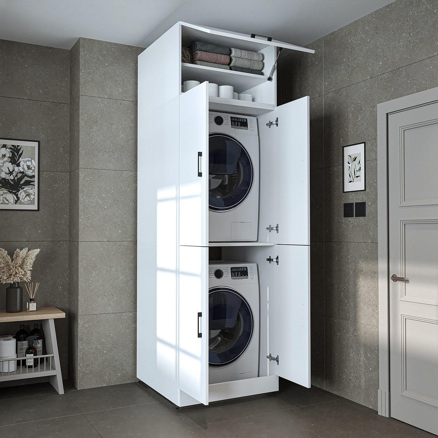 Roomart Waschmaschinenumbauschrank "DORA" (für Waschmaschine & Trockner mit günstig online kaufen