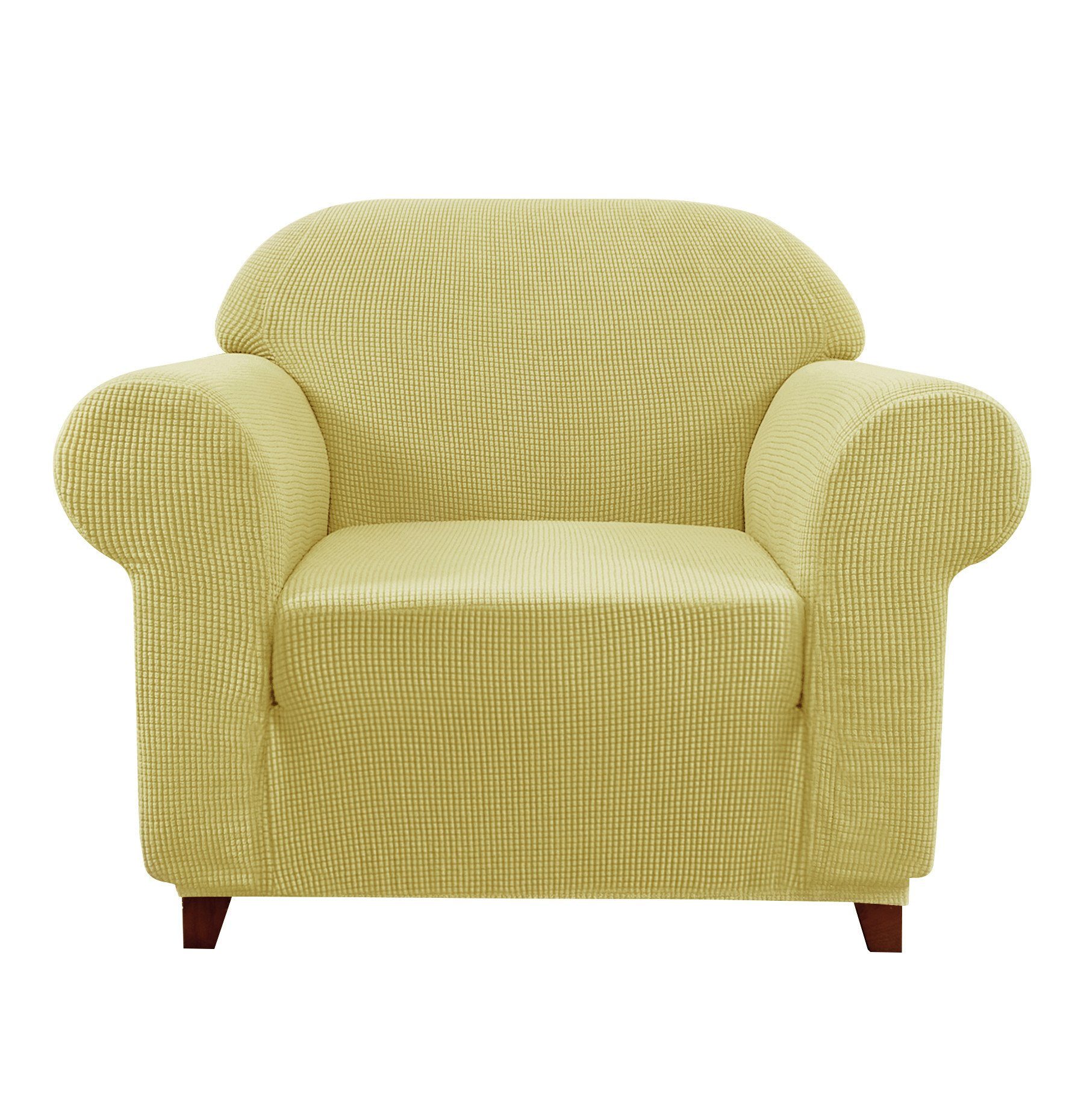 Sofahusse 1 Sitzer Sofabezug, SUBRTEX, Dehnbarer waschbarer Stoff Gelb