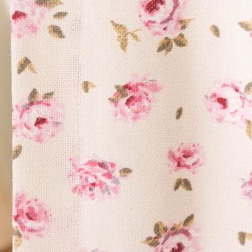 Vorhang Vorhang Smok-Schlaufenband Classic Little Rose ecru rosa 245cm, SCHÖNER LEBEN., Smokband (1 St), blickdicht, Baumwolle, handmade, made in Germany, pflegeleicht, vorgewaschen