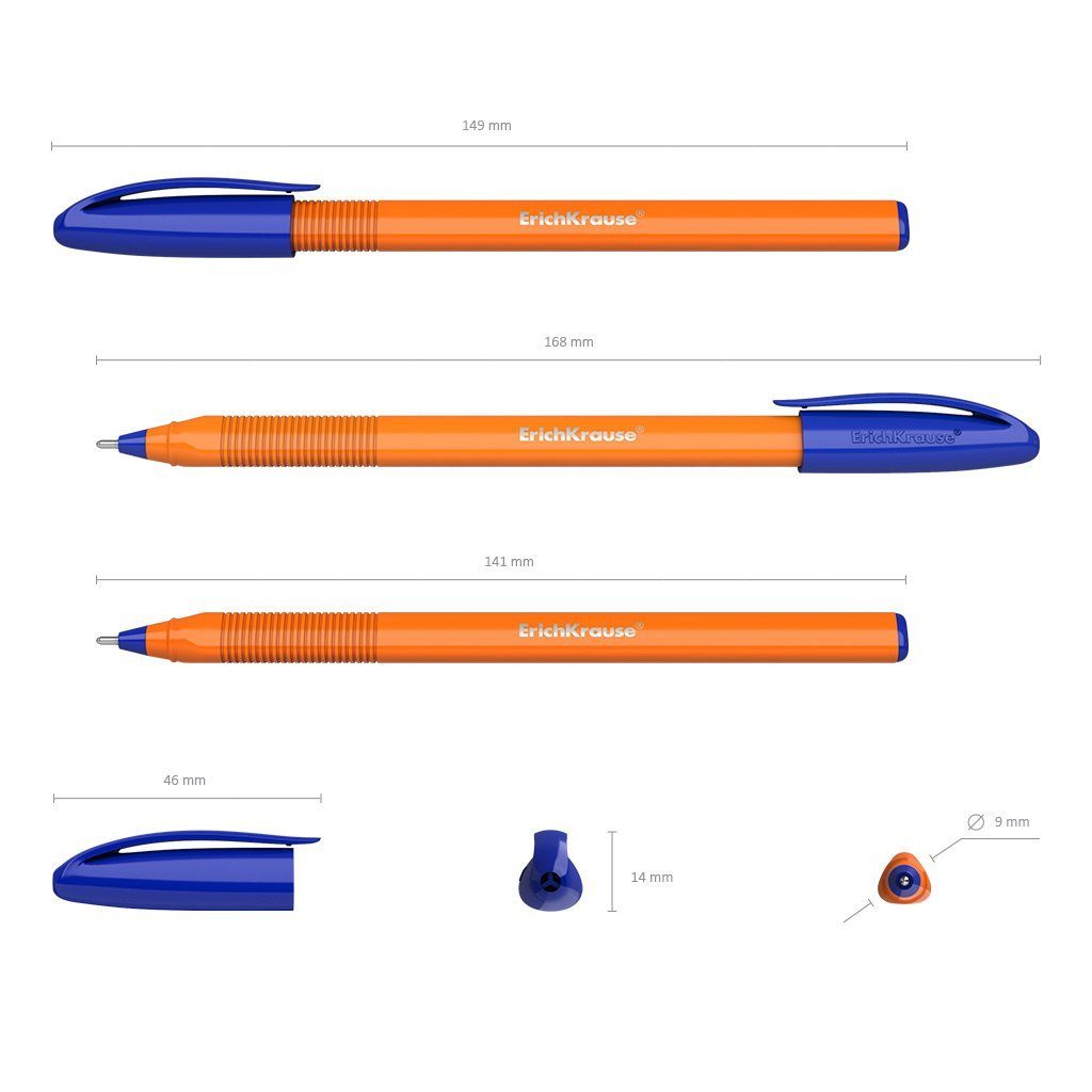 Erich Krause Kugelschreiber, Kugelschreiber U-108 Orange Blau Pack Kunststoff 1.0 50er Stick Tinte