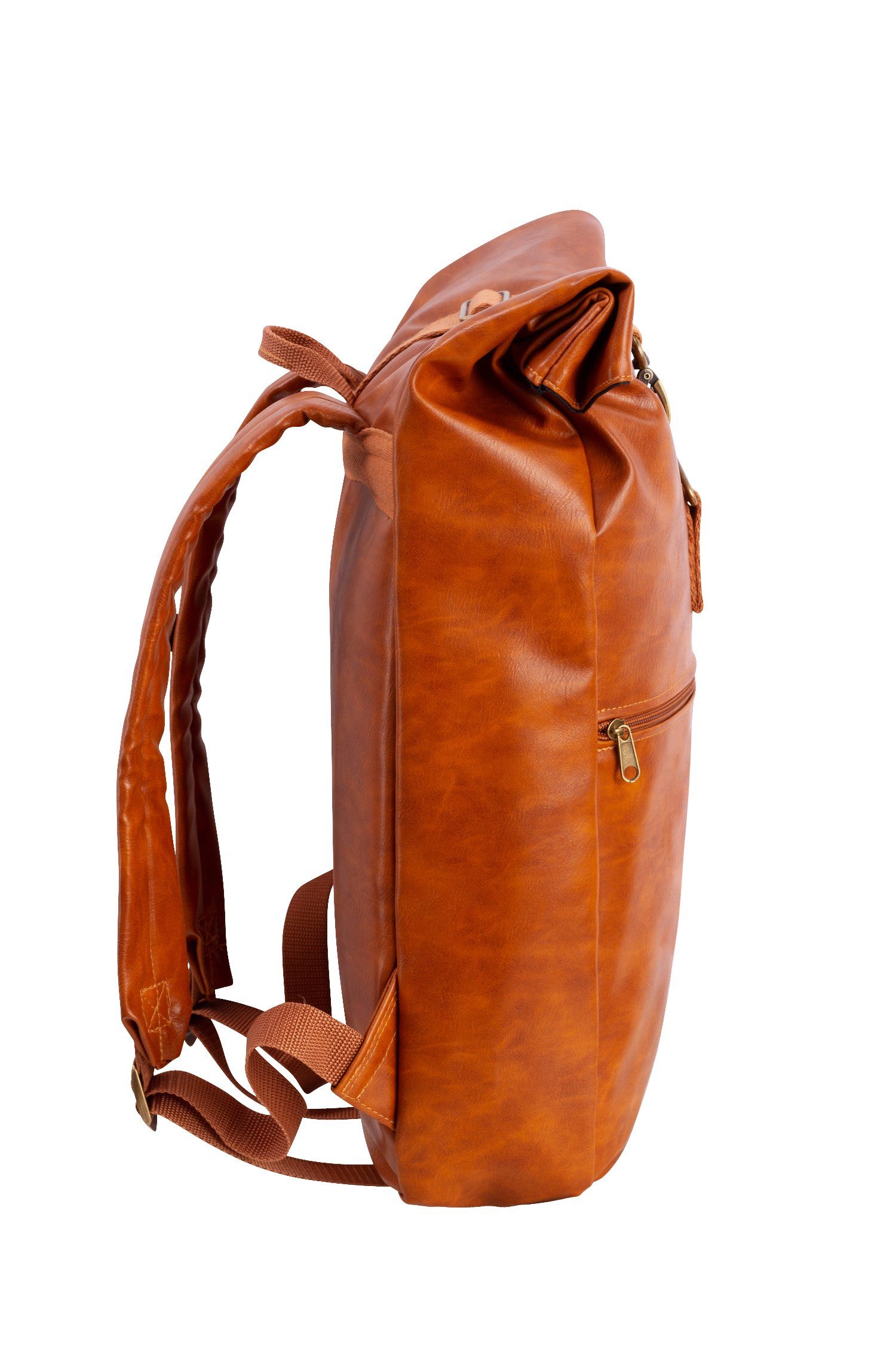 Manufaktur13 Tagesrucksack V Leather Roll-Top Backpack (18L) - Kunstleder Rucksack, mit Flaschenhalter