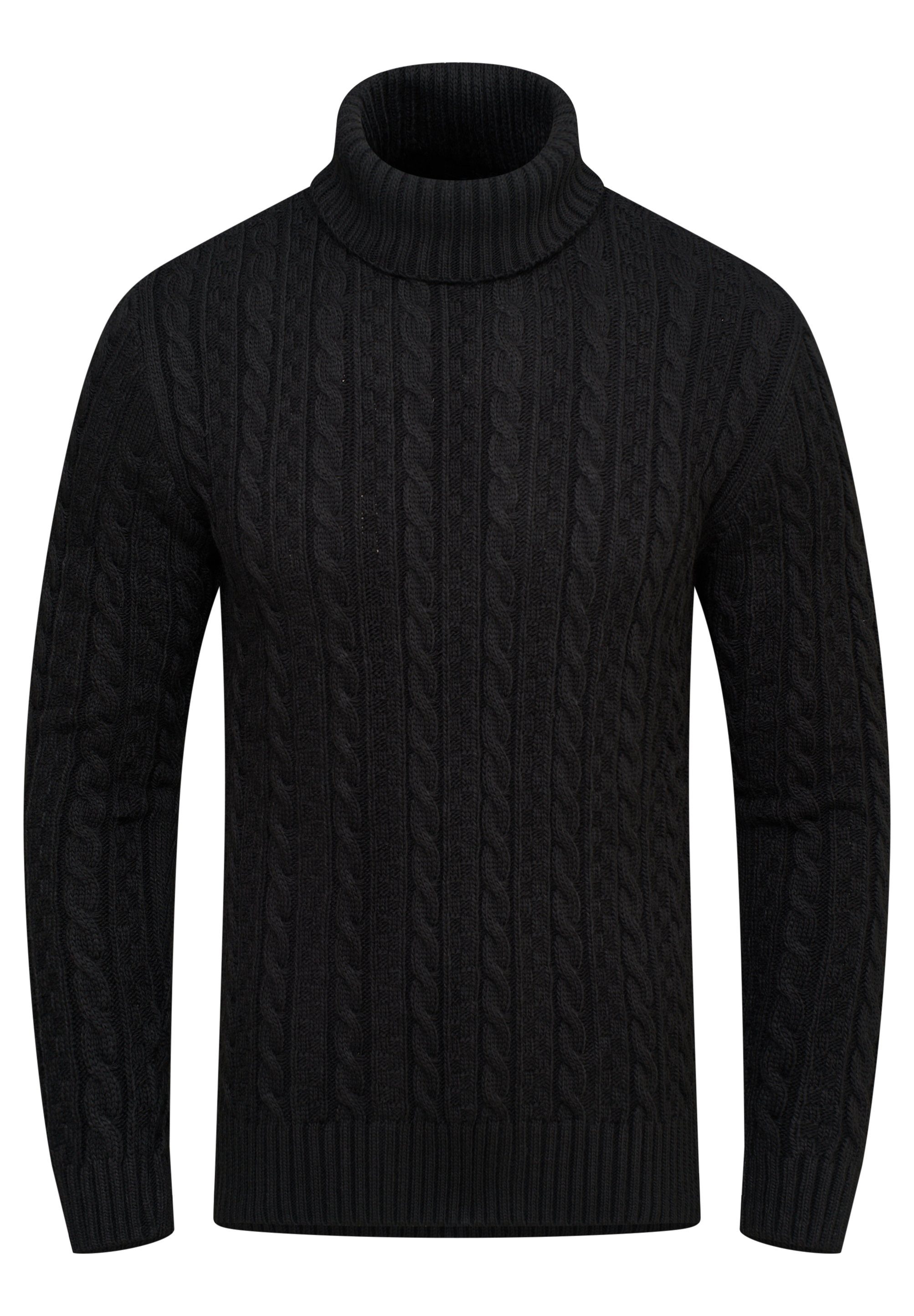 behype Rollkragenpullover BSLANA Grobstrick Zopf-Muster Winterpullover günstig online kaufen