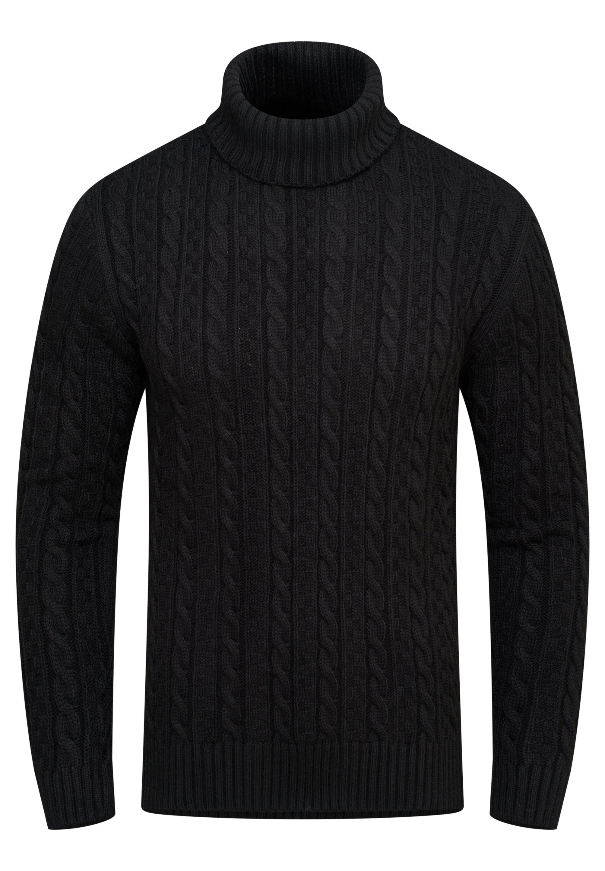 behype Rollkragenpullover BSLANA Grobstrick Zopf-Muster Winterpullover Strickpullover