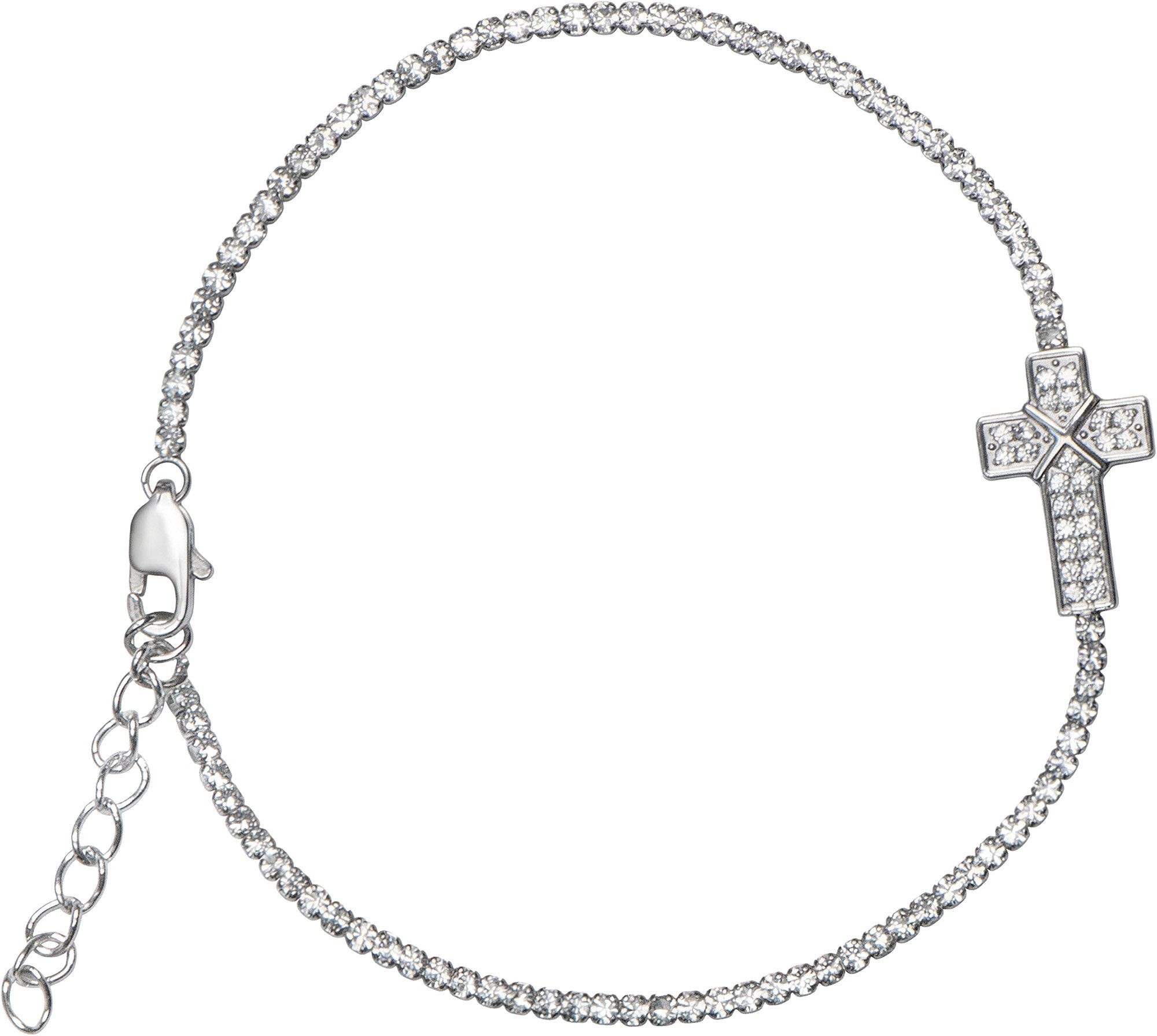 Jacques Lemans Edelstahlarmband Kreuz, mit Zirkonia (synth)