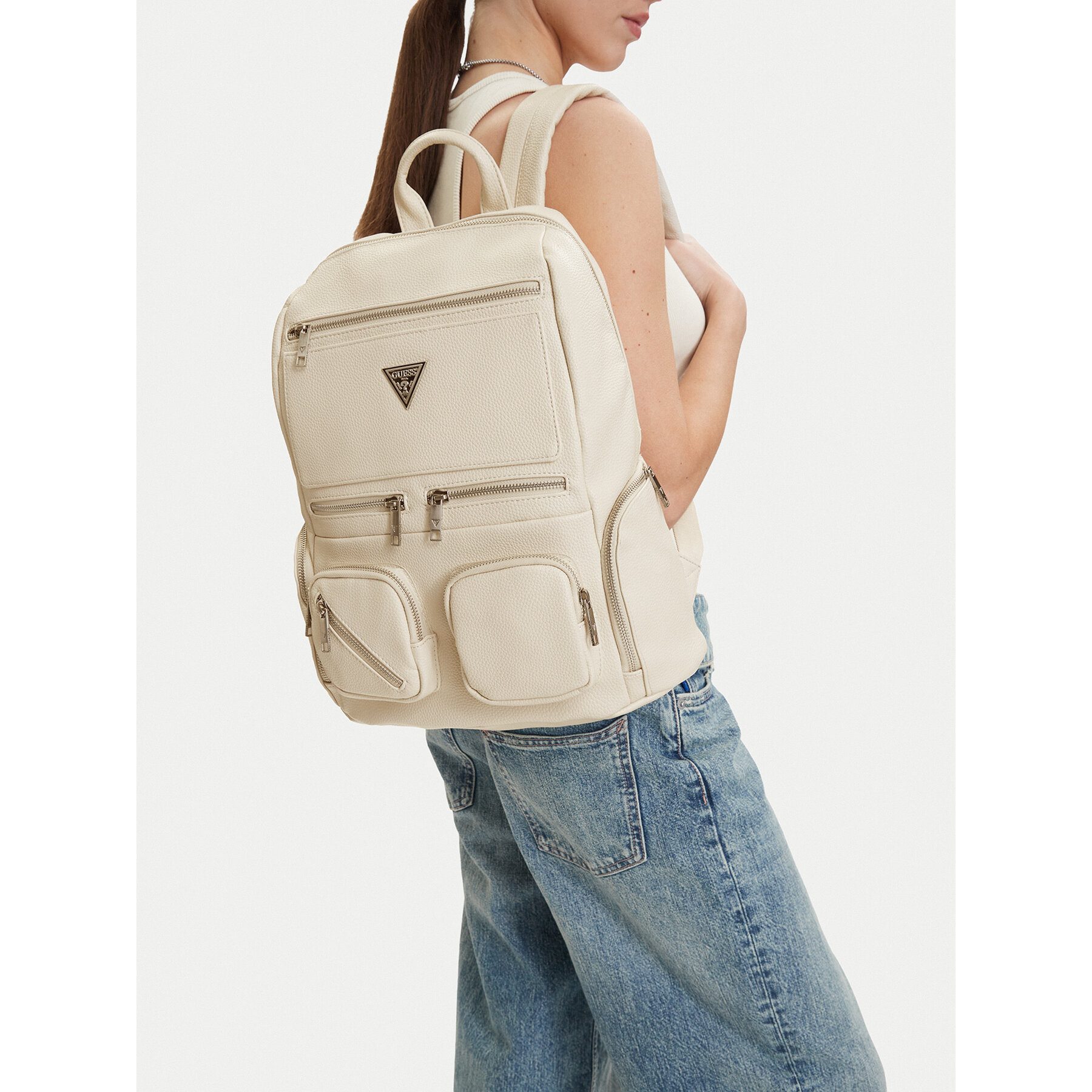 GUESS JEANS Rucksack Guess Jeans Rucksack Damen Creme