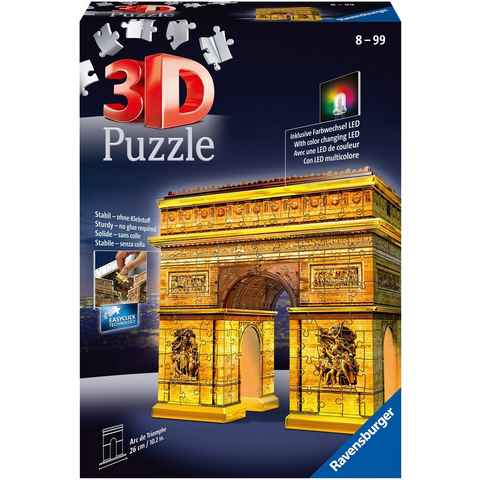 Ravensburger 3D-Puzzle Triumphbogen bei Nacht, 216 Puzzleteile, mit Farbwechsel LEDs; Made in Europe, FSC® - schützt Wald - weltweit