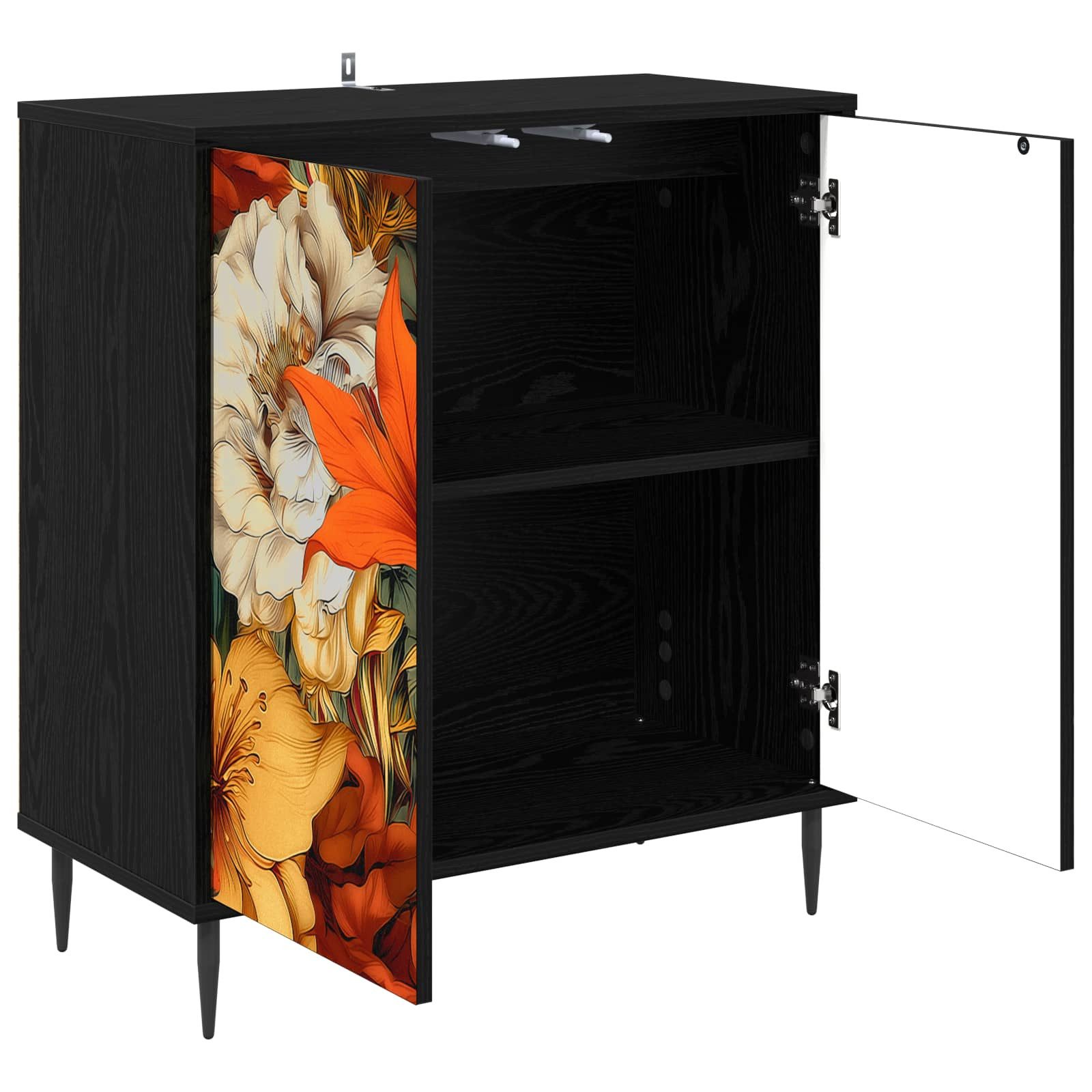 vidaXL Sideboard Sideboard GENNEP Schwarz Eichen-Optik 69 x 33 x 76 cm (1 St)