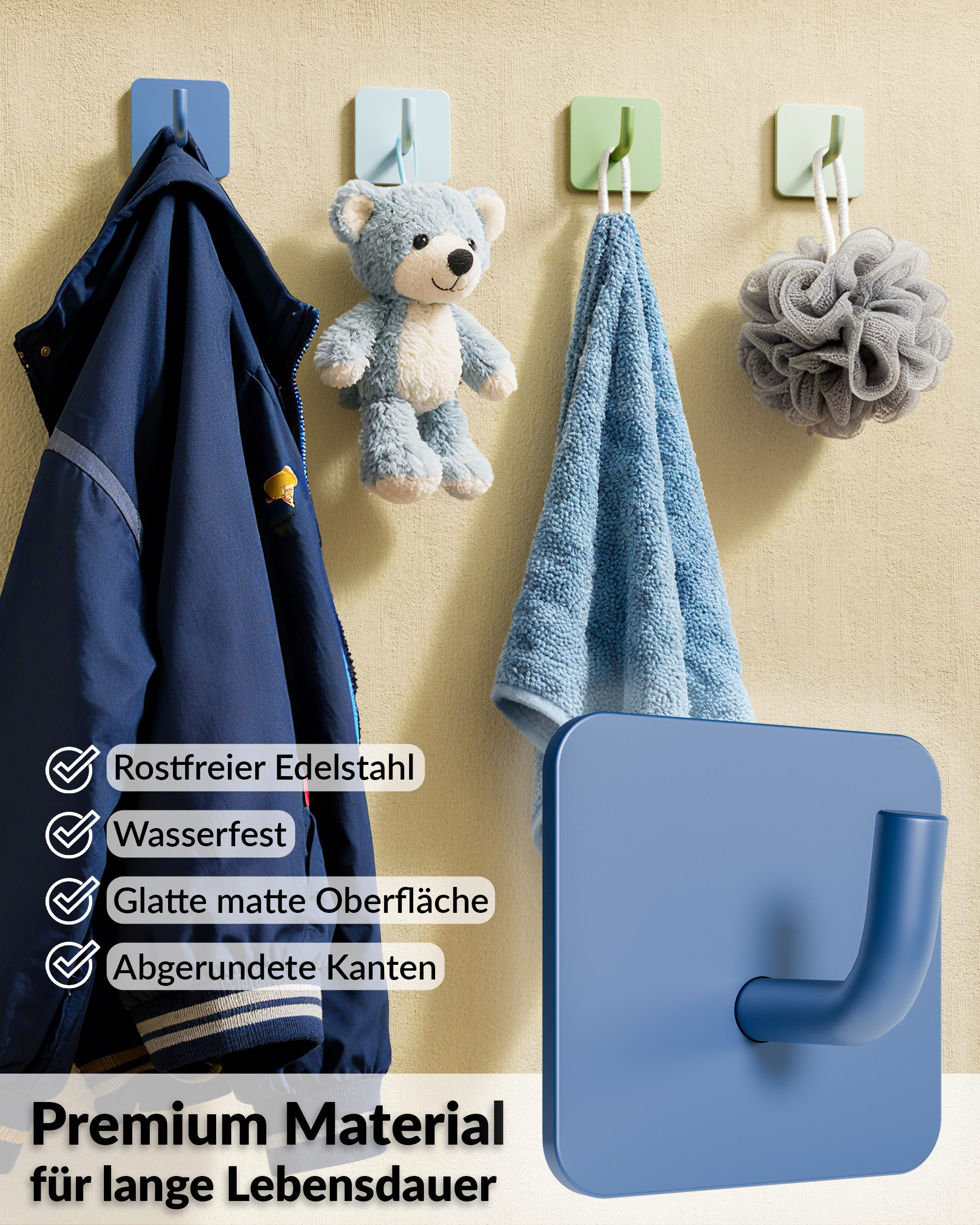 DEKAZIA Klebehaken Bunt Kindergarderobe Garderobe Kinder Kleiderhaken Kinde günstig online kaufen