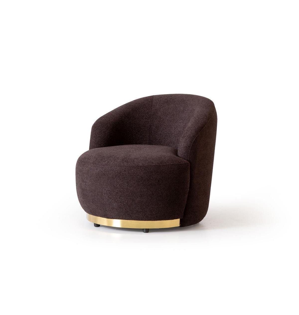 in Braun (1-St., Europa Wohnzimmer JVmoebel Sessel Sessel), Lounge Textil Sessel Made 1x Luxus Club Modern Möbel Design