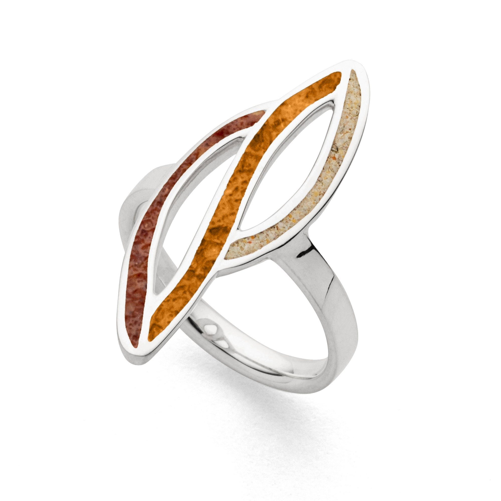 DUR Fingerring DUR Schmuck: Ring "Ocean Stream 2" mit Strandsand und Bernsteinsand R5