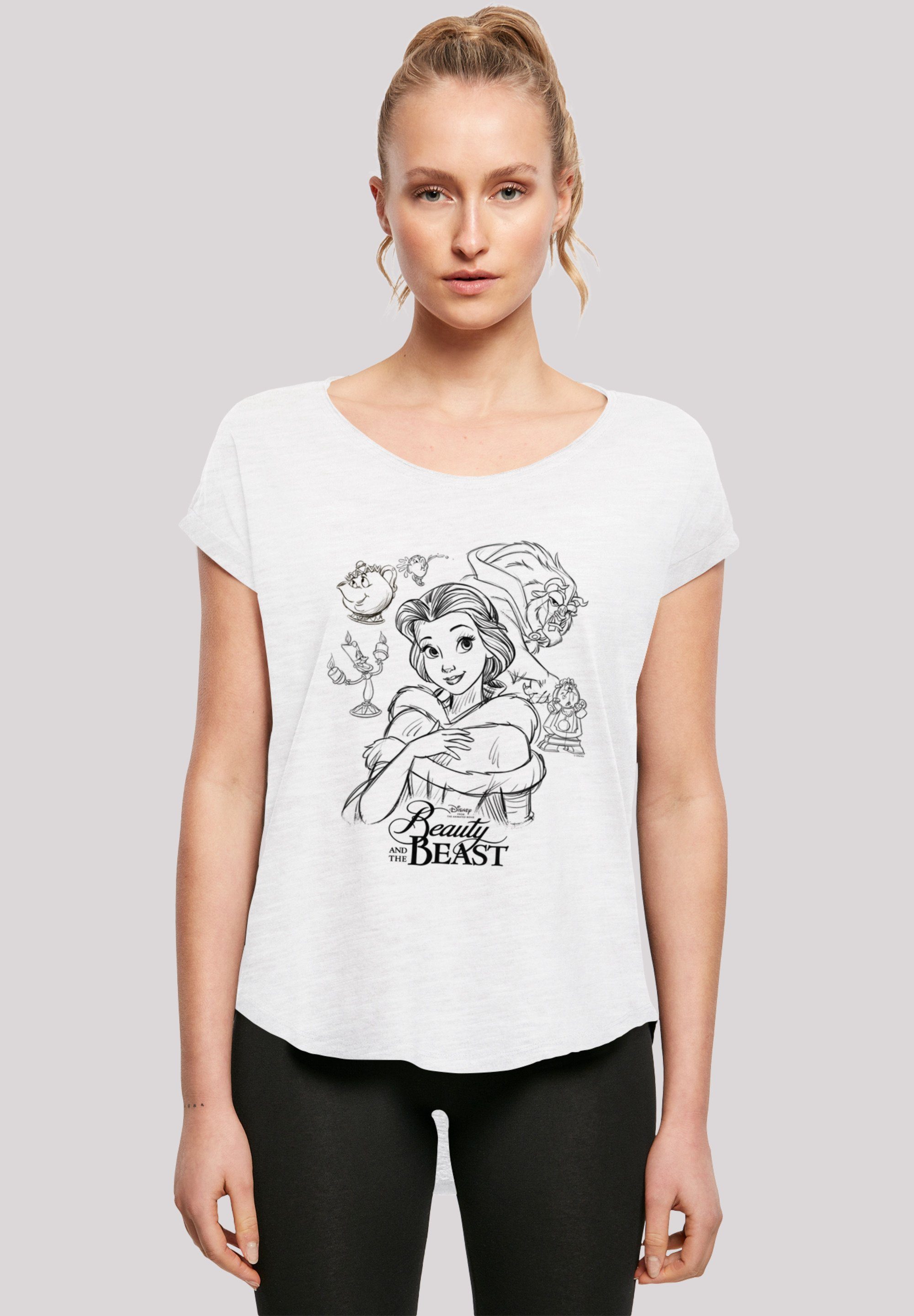 F4NT4STIC T-Shirt Disney Die Schöne und das Biest Collage Zeichnung Print | T-Shirts